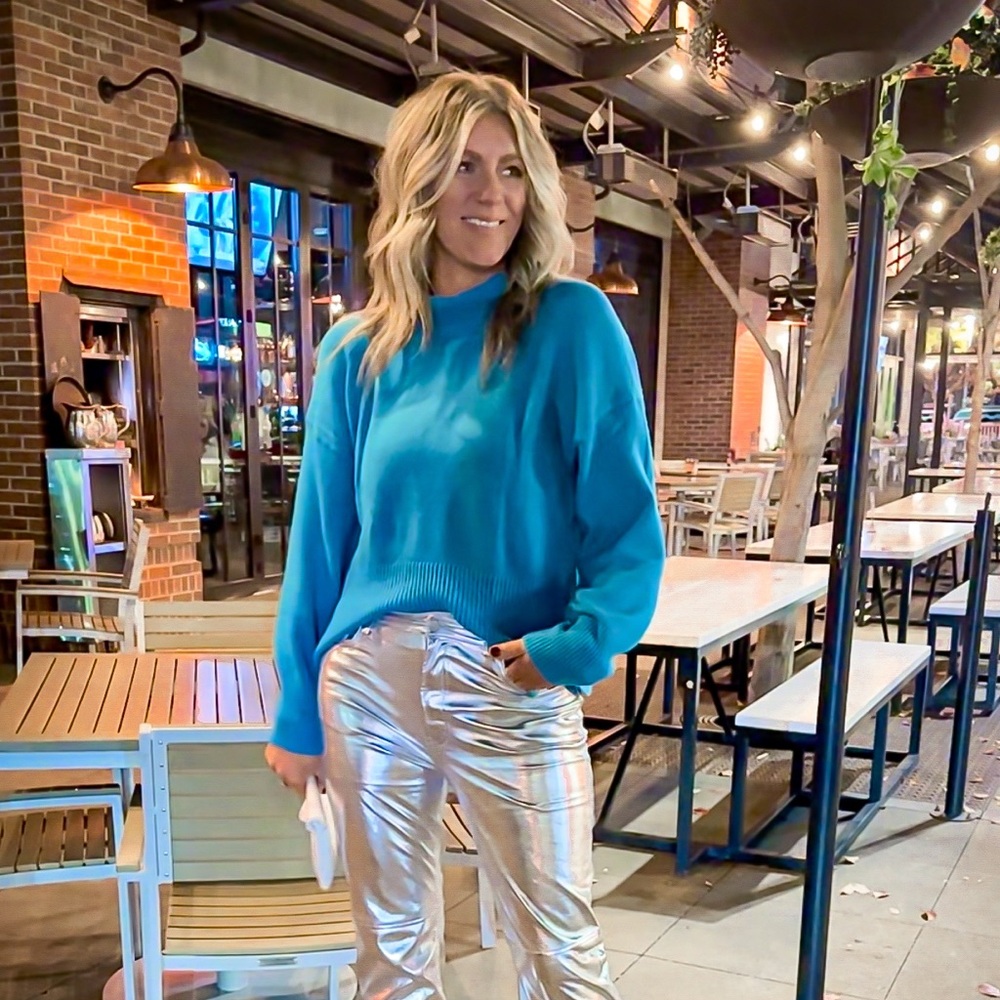 a new day Women's Bright Blue Turtleneck Sweater - Picture 3 of 5